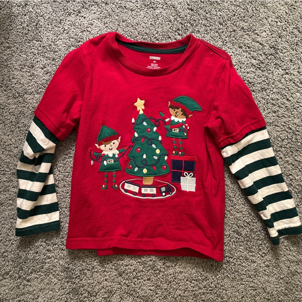 Gymboree Red Elf Christmas Long Sleeve Tee